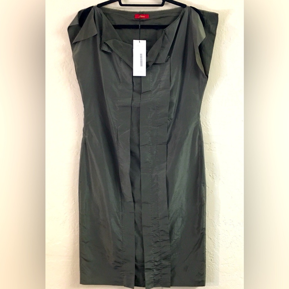 Brioni Sleeveless Shift Dress Green Large Pockets NEW